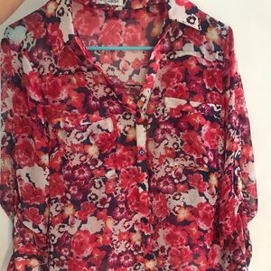 Floral button up dress shirt